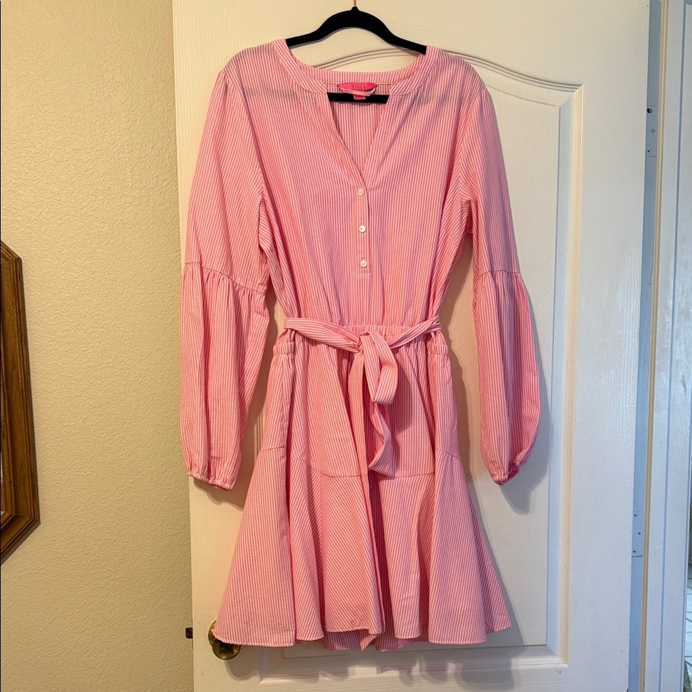 Lily P Neon Pink Striped Women's Dress